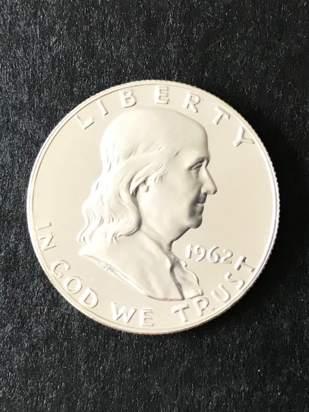 1962 P Franklin Half Dollar, From Proof Set, Cameo, Full Bell Line, 90% Silver